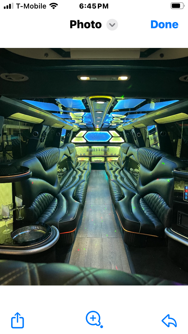 Black Cadillac Escalade Stretch Limo interior